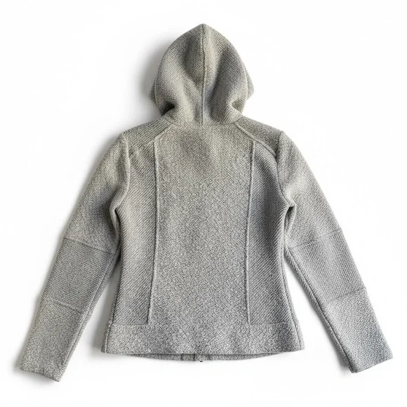 Lucky Brand Textured Knit Asymmetrical Zip Sweater Jacket Cozy Fall Gray Size M - Picture 4 of 10